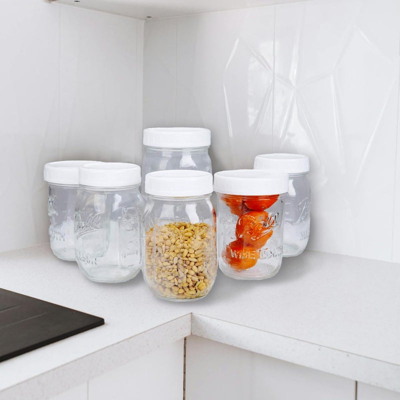 STARUBY 16Pcs Plastic 8 Regular Mouth Lids and 8 Wide Mouth Plastic Storage Caps for Mason Jars, White - Image 5